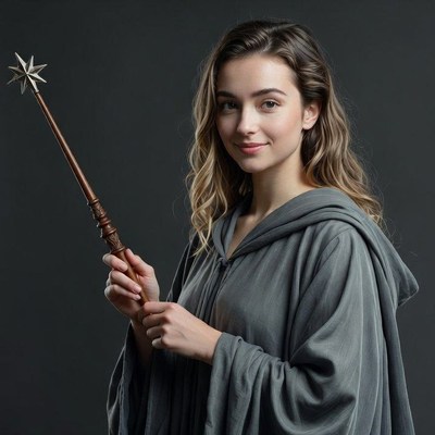 Woman holding wizard wand