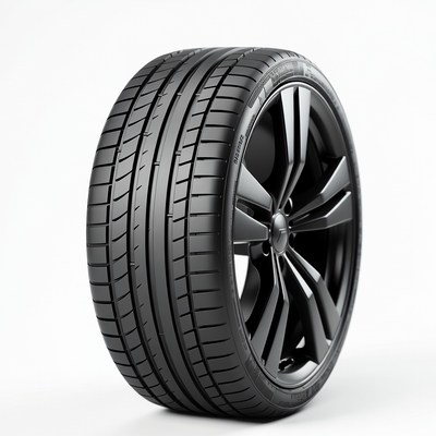 Black Tesla wheel with tire