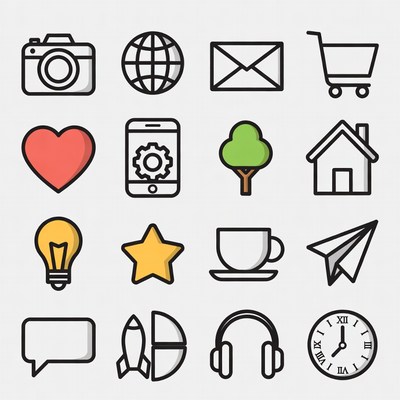 Colorful Flat Icons Set
