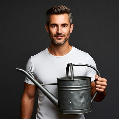 Man holding watering can