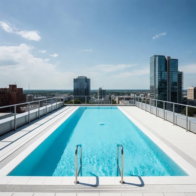 Rooftop Swimming Pool City Skyline