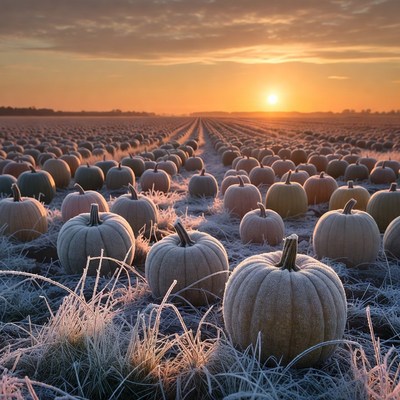 Frosty Pumpkins in Sunrise Field