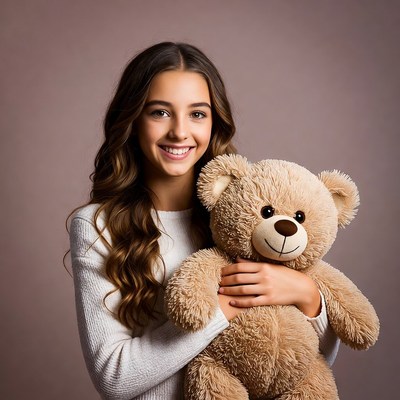 Girl hugging teddy bear