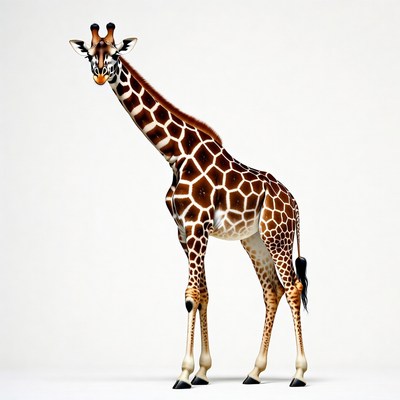 Giraffe standing on white background