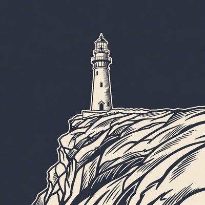 Lighthouse on Cliff Edge