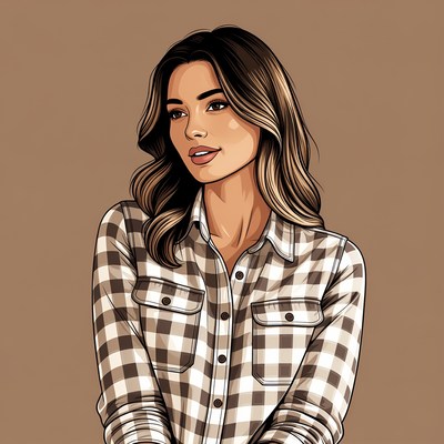 Beautiful woman in plaid shirt illustration