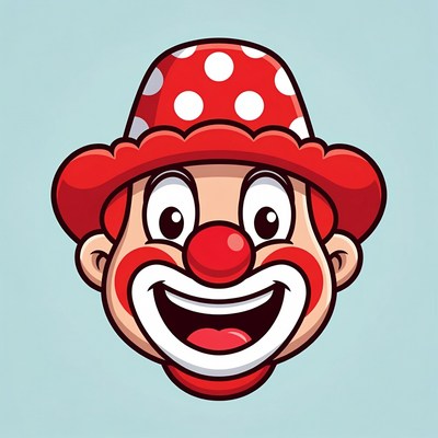 Cartoon Clown Smiling with Red Hat