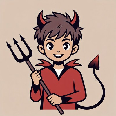 Cute boy devil costume with trident