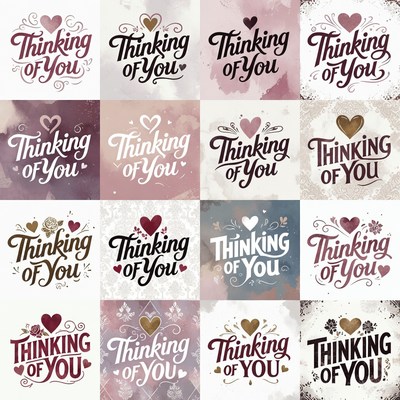 Thinking of You Heart Typography Grid