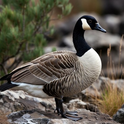 Canada Goose standing on rocks