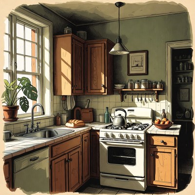 Vintage Kitchen Illustration
