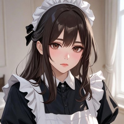 Anime maid with black hair