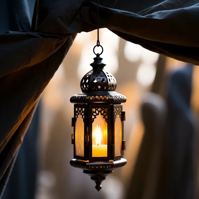 Hanging Moroccan Lantern with Candle