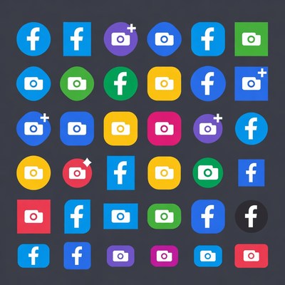 Colorful Facebook Camera Icons Grid