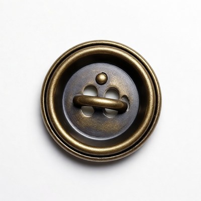 Brass Button on White Background