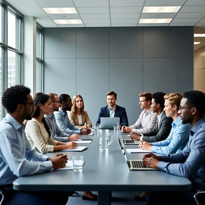 Diverse team in business meeting