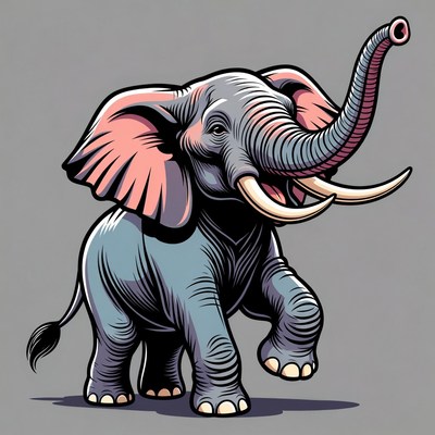 Cartoon baby elephant trumpeting