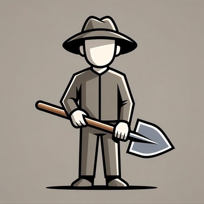 Cartoon farmer holding shovel