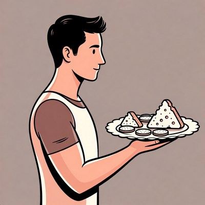 Man serving sandwiches on plate