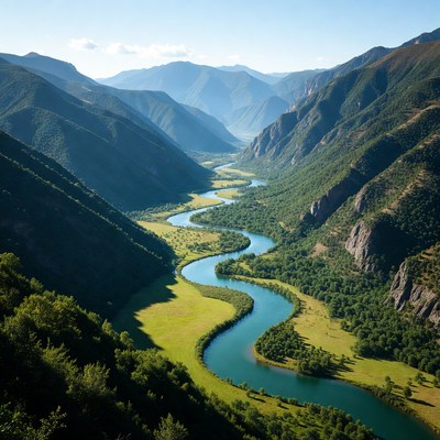 River Winding Through Green Mountain Valley