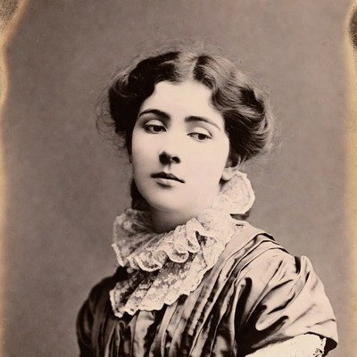 Victorian woman in lace collar portrait