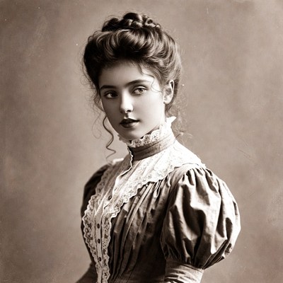 Victorian woman in lace collar dress