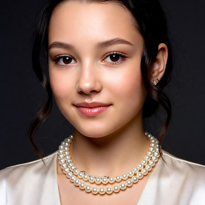 Young Asian woman with pearl necklace