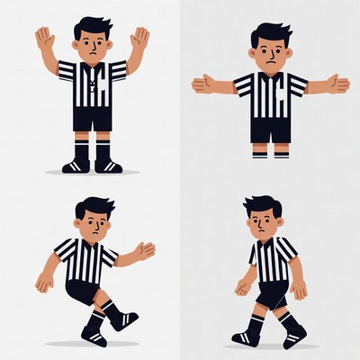 Cartoon referee in various poses