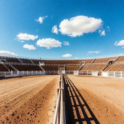 Empty Rodeo Arena Blue Sky
