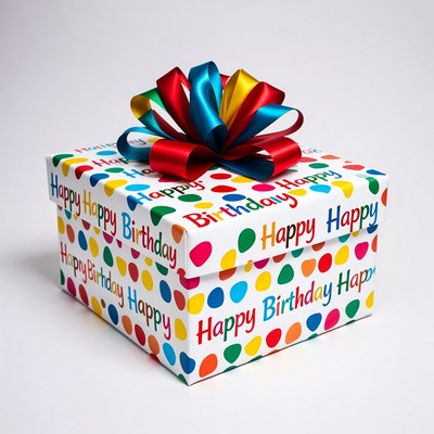 Colorful Happy Birthday Gift Box