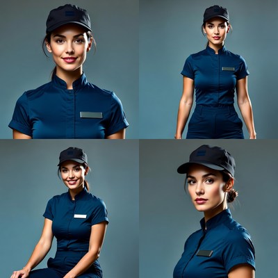 Woman in navy uniform and cap