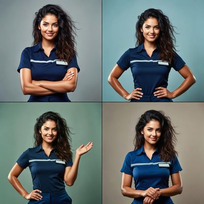 Smiling woman in navy nurse uniform