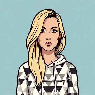 Blonde woman in hoodie illustration