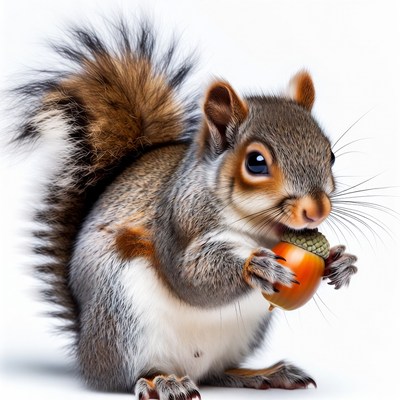 Squirrel holding acorn