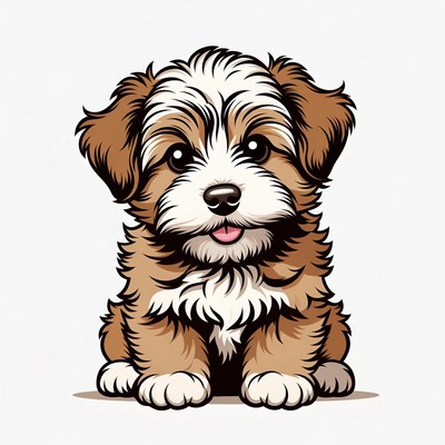 Cute fluffy Bernedoodle puppy illustration