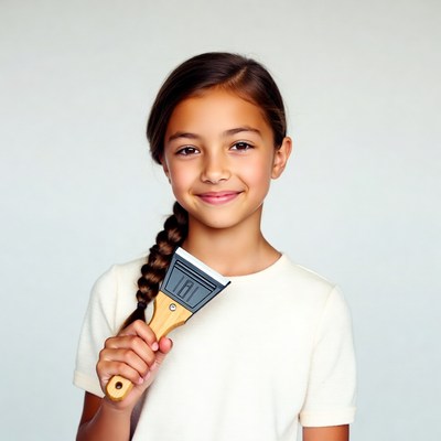 Girl holding paintbrush