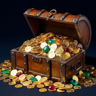 Open Treasure Chest with Gold Coins