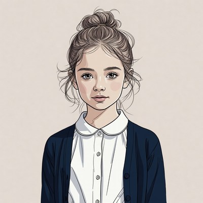 Girl with messy bun hairstyle