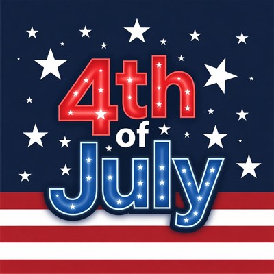 4th of July Graphic with Stars