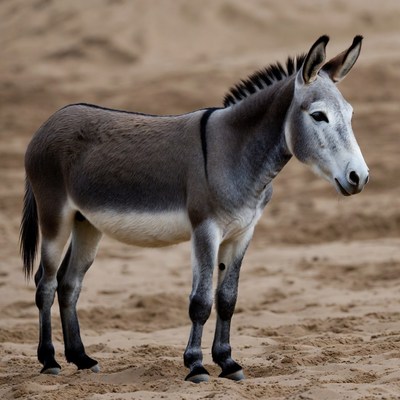 Donkey standing on sandy desert