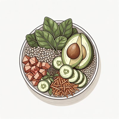 Avocado Buddha Bowl Illustration