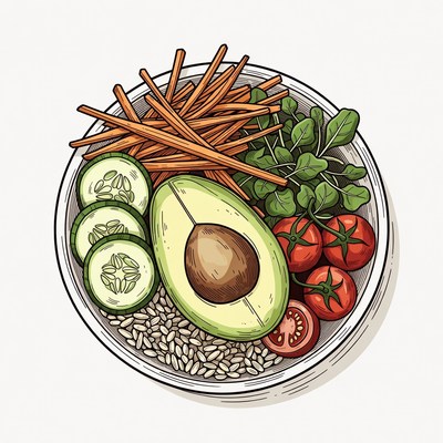 Avocado Buddha Bowl Illustration