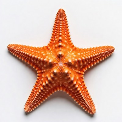 Orange starfish on white background