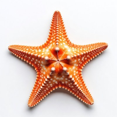 Orange starfish on white background