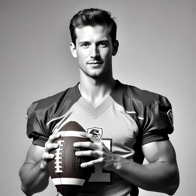 Man holding football in jersey