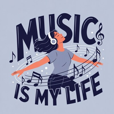 Woman listening to music illustration