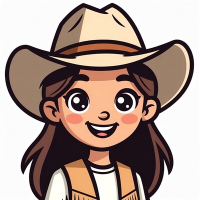 Cartoon girl in cowboy hat