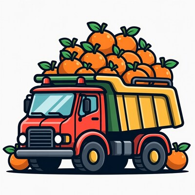 Dump Truck Loaded with Oranges