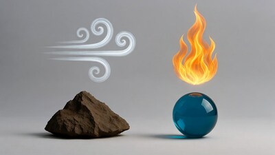 Earth Fire Wind Water Elements Illustration