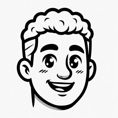 Cartoon boy smiling with curly hair